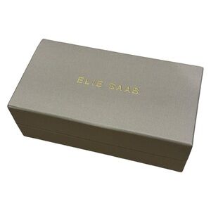 Elie Saab Designer Sunglasses Box | Taupe Gold Logo Case | 7.5x4x2.5”